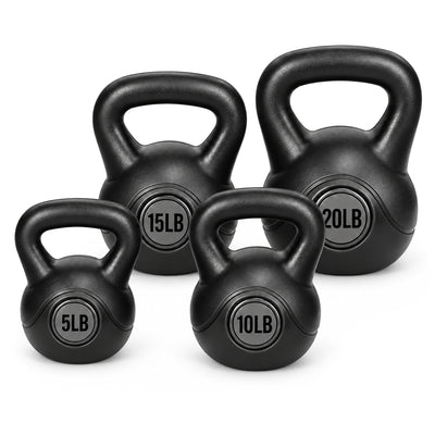BalanceFrom Cement-Filled Kettlebell Exercise Weights, Set of 5, 10, 15, & 20 lb