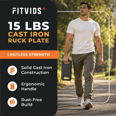 Fitvids 15 lb Ruck Weight Plate, Cast Iron Training Weight for Strength Training