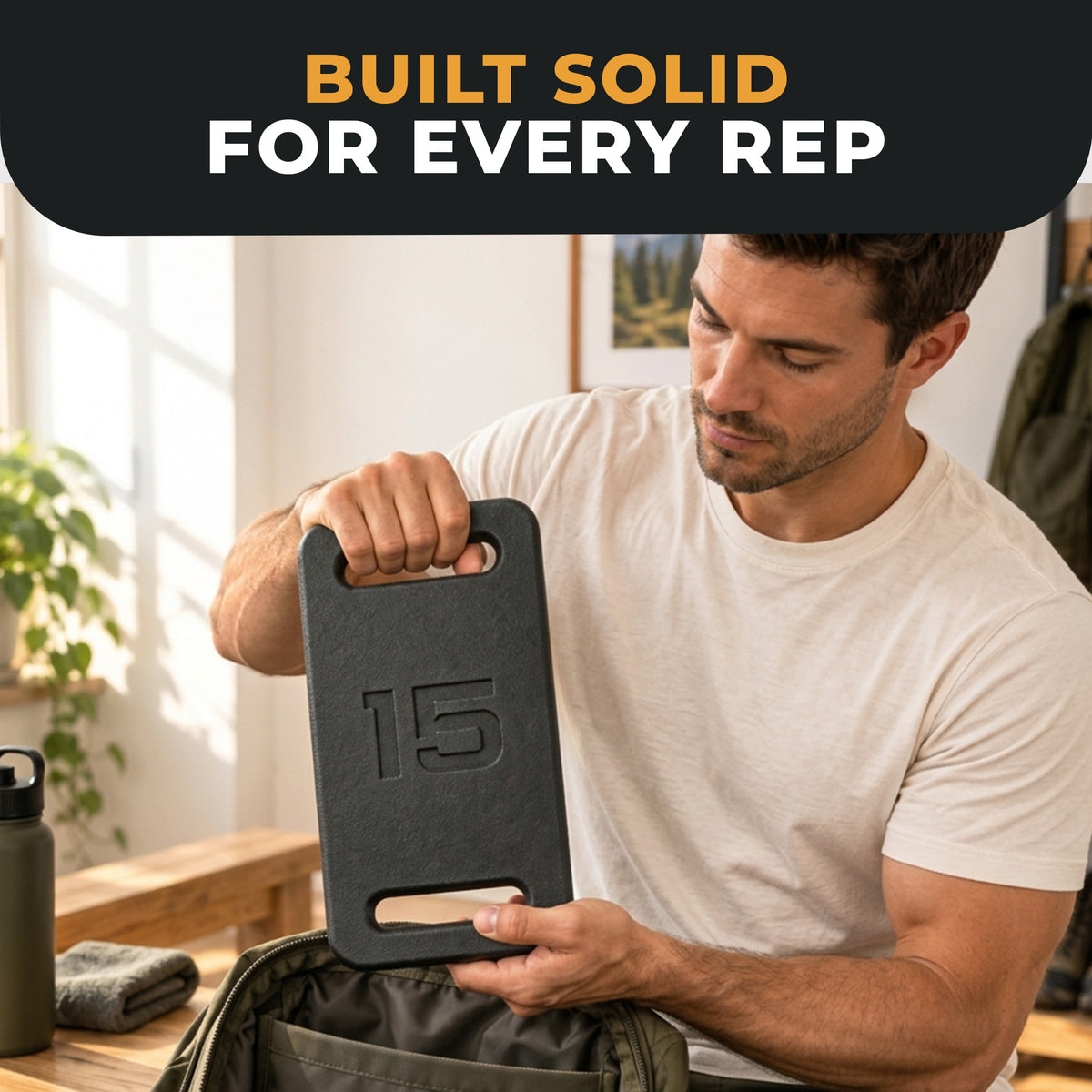Fitvids 15 lb Ruck Weight Plate, Cast Iron Training Weight for Strength Training