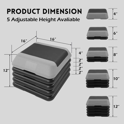 Fitvids Small Aerostep Adjustable Exercise Step Platform with 4 Risers, Black