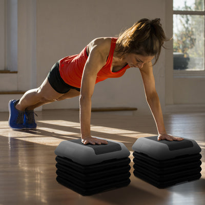 Fitvids Small Aerostep Adjustable Exercise Step Platform with 4 Risers, Black