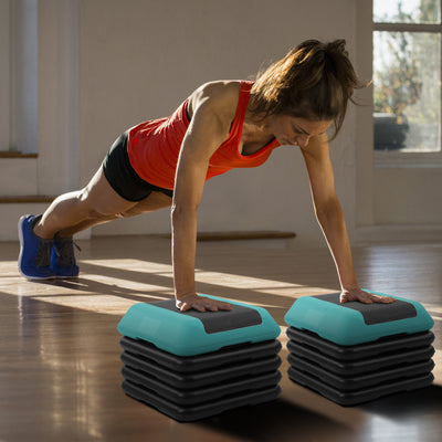 Fitvids Small Aerostep Adjustable Exercise Step Platform with 4 Risers, Black
