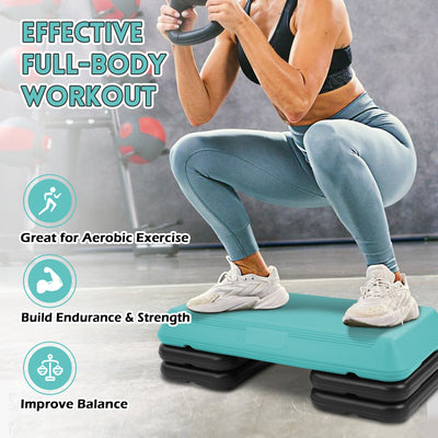 Fitvids Medium Aerostep Adjustable Exercise Step Platform with 4 Risers, Black