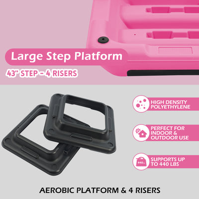 Fitvids Medium Aerostep Adjustable Exercise Step Platform with 4 Risers, Black