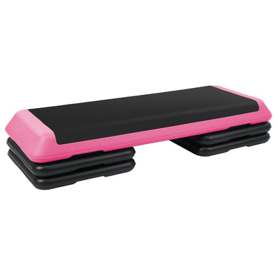 Fitvids Medium Aerostep Adjustable Exercise Step Platform with 4 Risers, Black