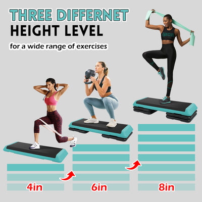 Fitvids Large Aerostep Adjustable Exercise Step Platform with 4 Risers, Black - VMInnovations