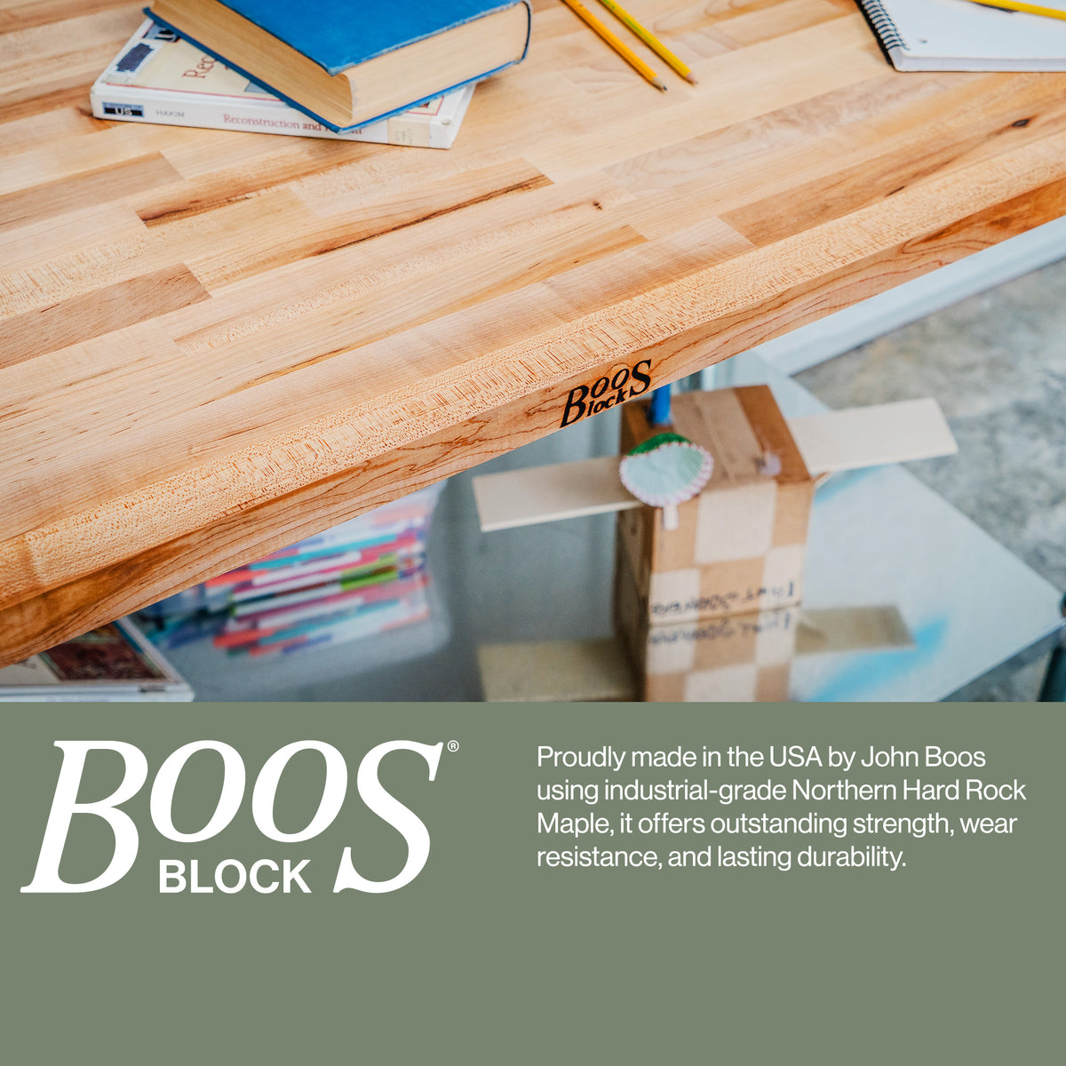 John Boos 48-Inch Workbench Top, Sturdy and Durable for Shop Work, Maple Wood - VMInnovations