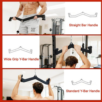 Fitvids 5-Piece Cable Machine Attachment Handle Set, LAT Pulldowns for Home Gym