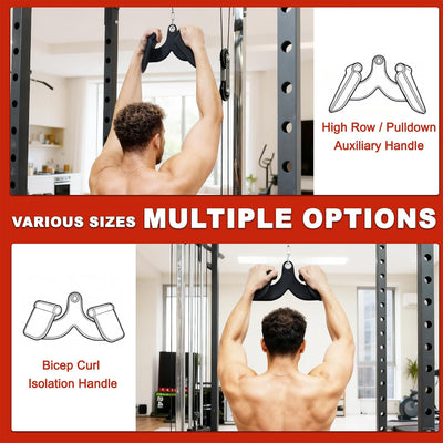Fitvids 5-Piece Cable Machine Attachment Handle Set, LAT Pulldowns for Home Gym