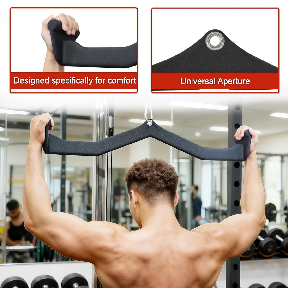 Fitvids 5-Piece Cable Machine Attachment Handle Set, LAT Pulldowns for Home Gym