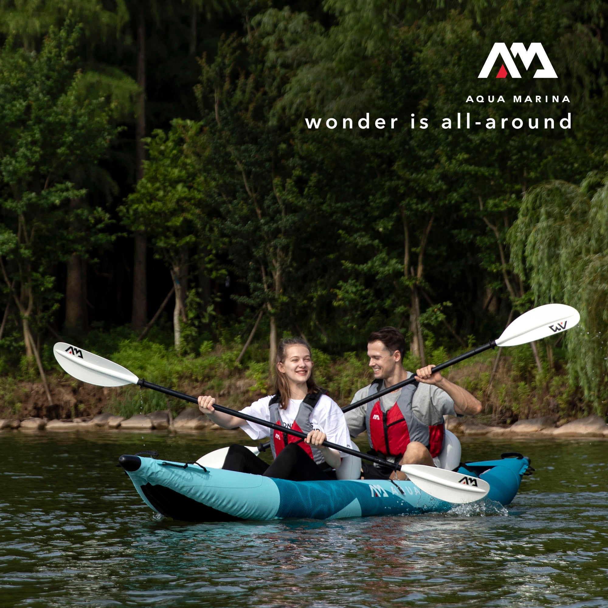 Aqua Marina Betta 13'6" Tandem Recreational Inflatable Kayak, Lightweight