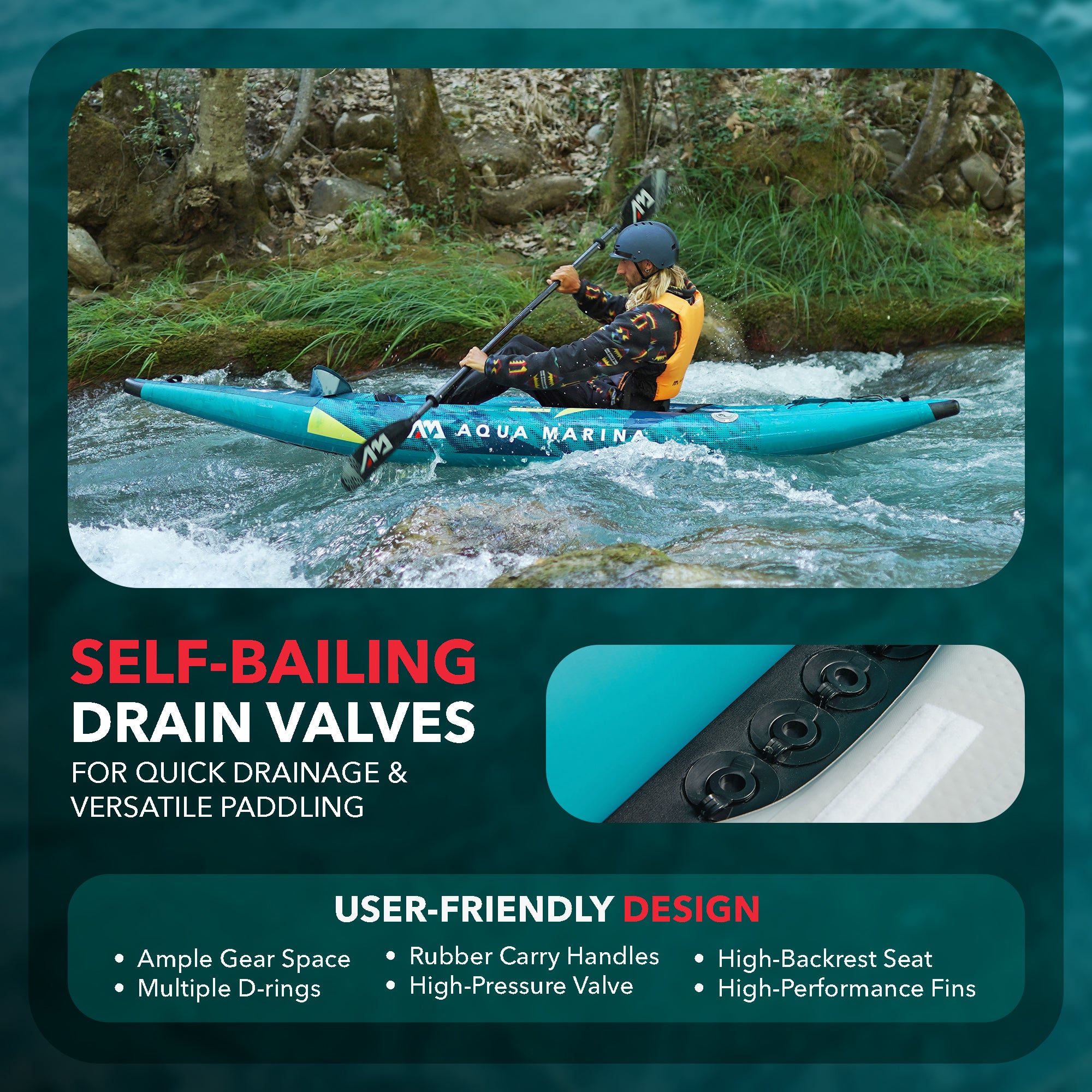 Aqua Marina 10'3" Steam Single Capacity, Lightweight Inflatable Kayak, Blue (Open Box)