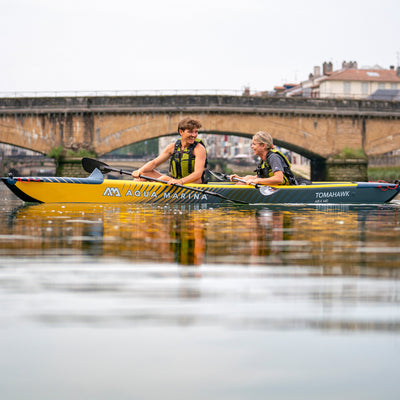 Aqua Marina 12'4'' Single Seat Inflatable Recreational Kayak w Accessories(Used)