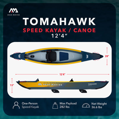 Aqua Marina 12'4'' Single Seat Inflatable Recreational Kayak w/ Accessories - VMInnovations