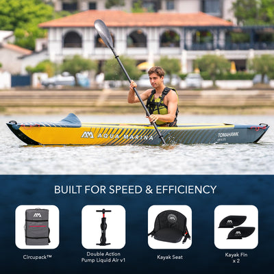 Aqua Marina 12'4'' Single Seat Inflatable Recreational Kayak w/ Accessories - VMInnovations