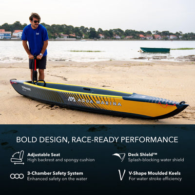 Aqua Marina 12'4'' Single Seat Inflatable Recreational Kayak w Accessories(Used)