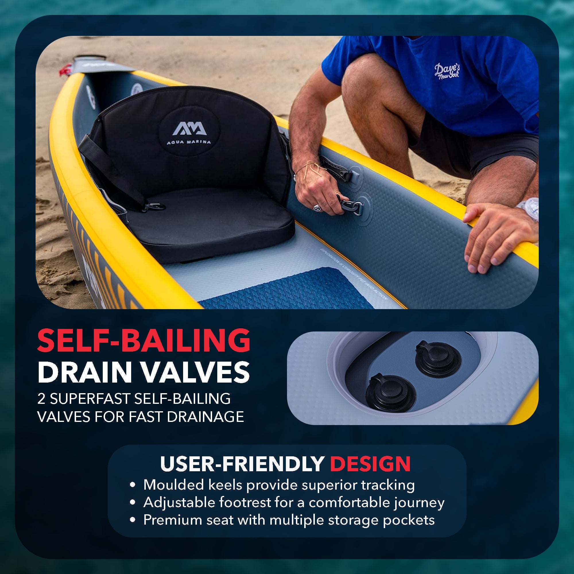 Aqua Marina 12'4'' Single Seat Inflatable Recreational Kayak w/ Accessories - VMInnovations