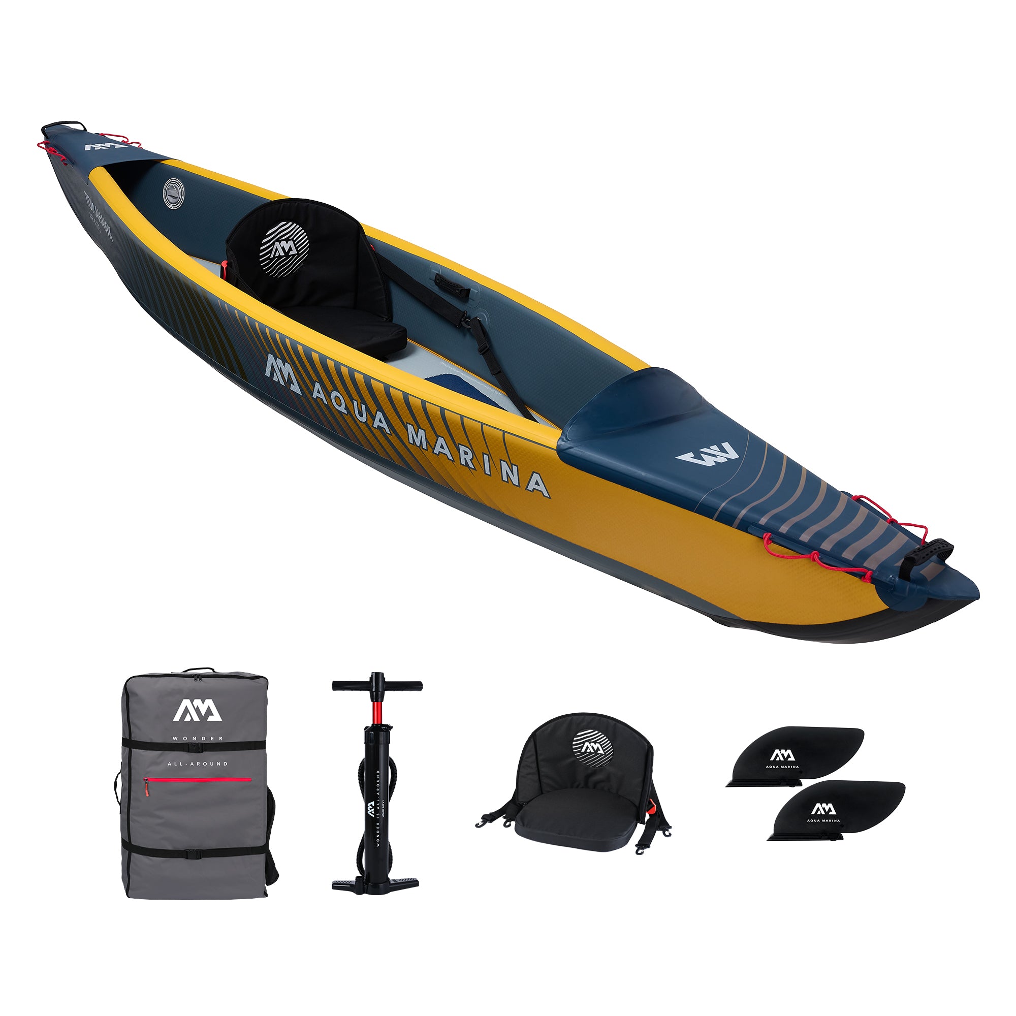 Aqua Marina 12'4'' Single Seat Inflatable Recreational Kayak w/ Accessories - VMInnovations