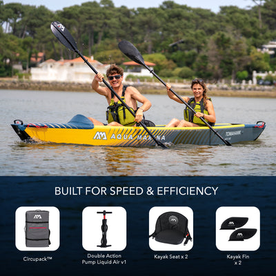 Aqua Marina 14'5'' 2 Person Inflatable Recreational Kayak w/ Accessories - VMInnovations