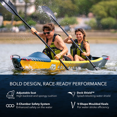 Aqua Marina 14'5'' 2 Person Inflatable Recreational Kayak w/ Accessories - VMInnovations