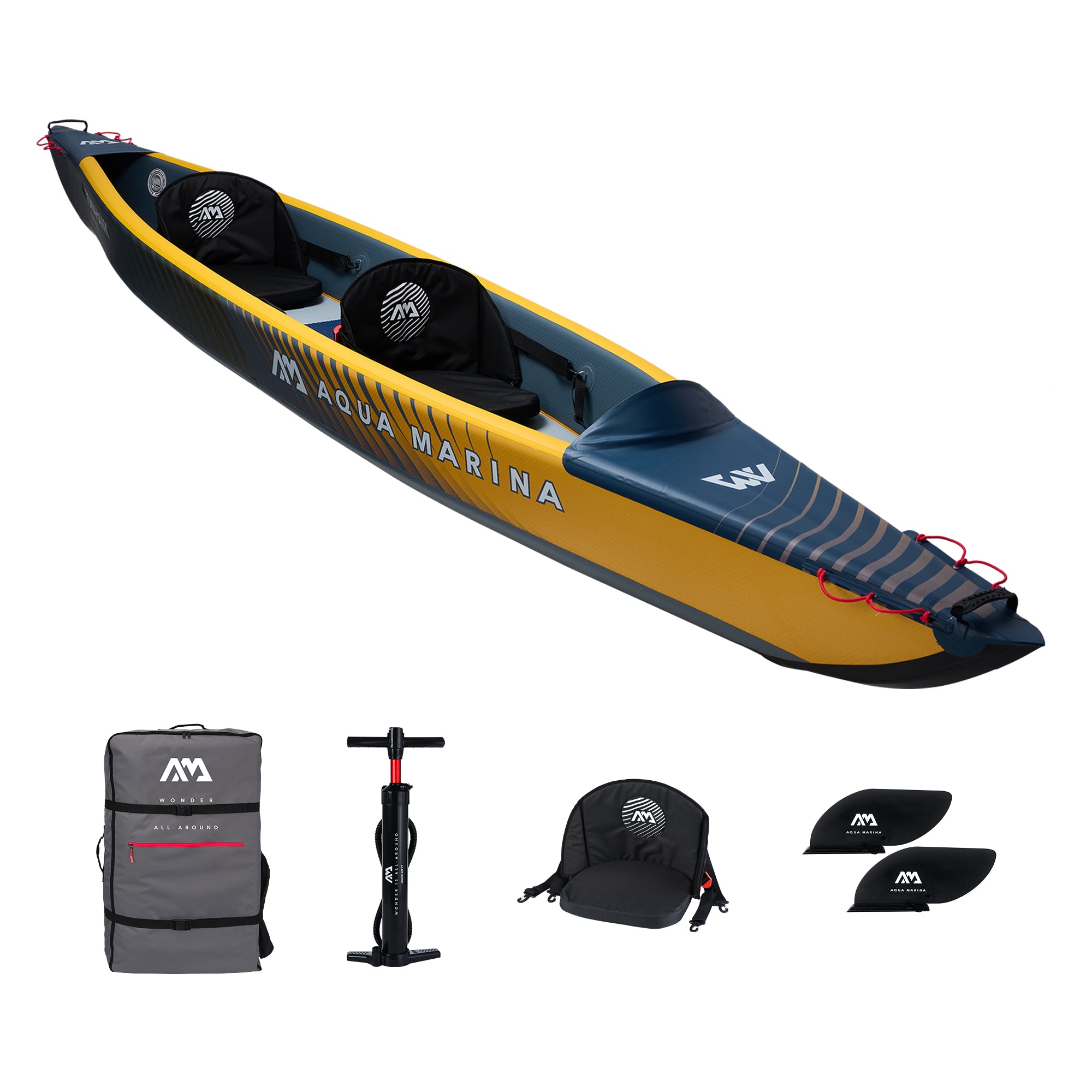 Aqua Marina 14'5'' 2 Person Inflatable Recreational Kayak w/ Accessories - VMInnovations