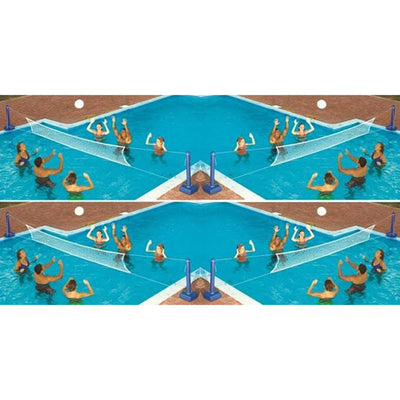 Swimline Cross In Ground Swimming Pool Nylon Volleyball Net with Ball (4 Pack)