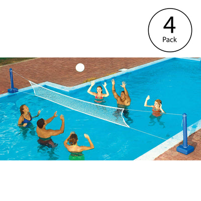 Swimline Cross In Ground Swimming Pool Nylon Volleyball Net with Ball (4 Pack)