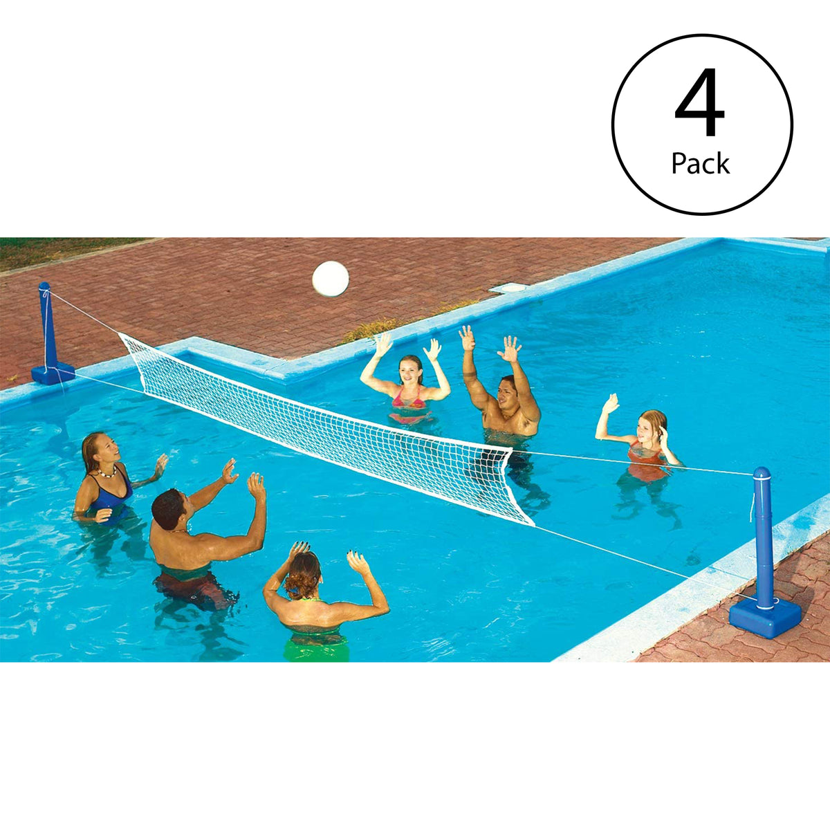 Swimline Cross In Ground Swimming Pool Nylon Volleyball Net with Ball (4 Pack)