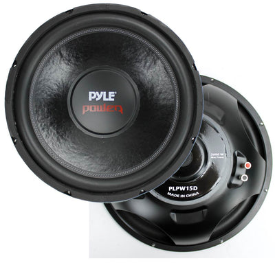 Pyle PLPW15D 15" 8000W Car Subwoofer Audio Power Subs Woofers DVC 4 Ohm, 2 Pack - VMInnovations