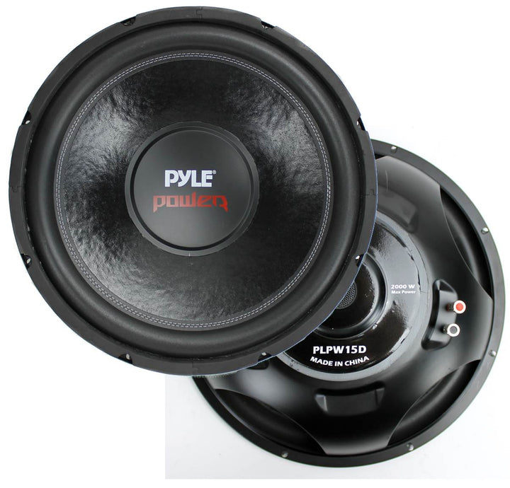 Pyle PLPW15D 15" 8000W Car Subwoofer Audio Power Subs Woofers DVC 4 Ohm, 2 Pack