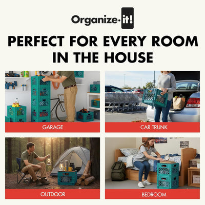 ORGANIZE-IT! Storage Milk Crate, Heavy-Duty Versatile Organizers Teal (Open Box)