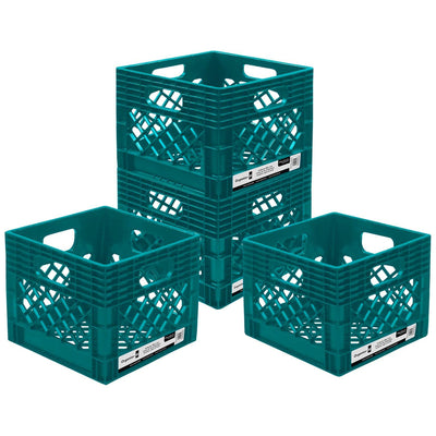 ORGANIZE-IT! Storage Milk Crate, Heavy-Duty Versatile Organizers Teal (Open Box)
