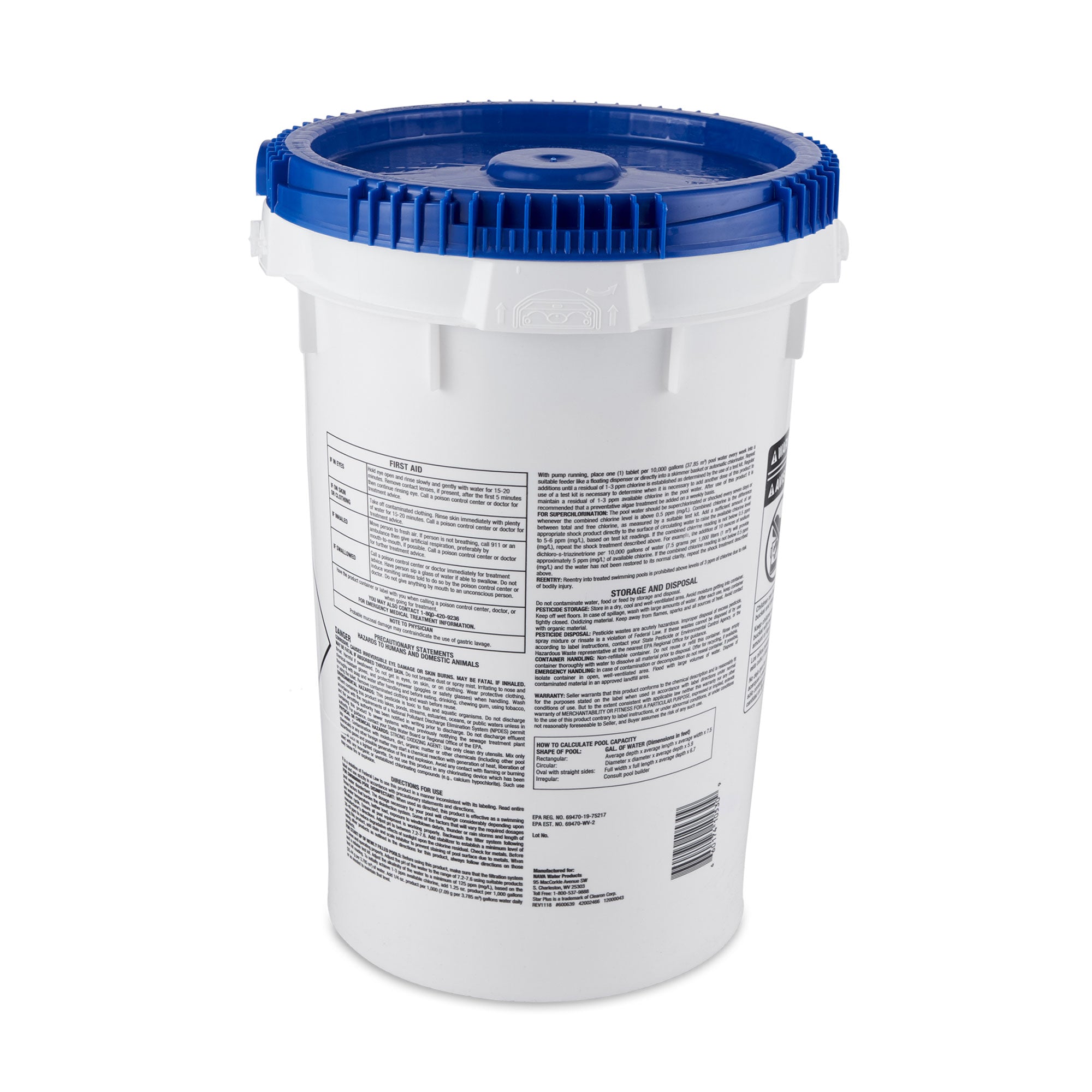 Nava 50 lbs Bucket 3" Swimming Pool/Spa Stabilized Chlorine Tablets (Open Box)