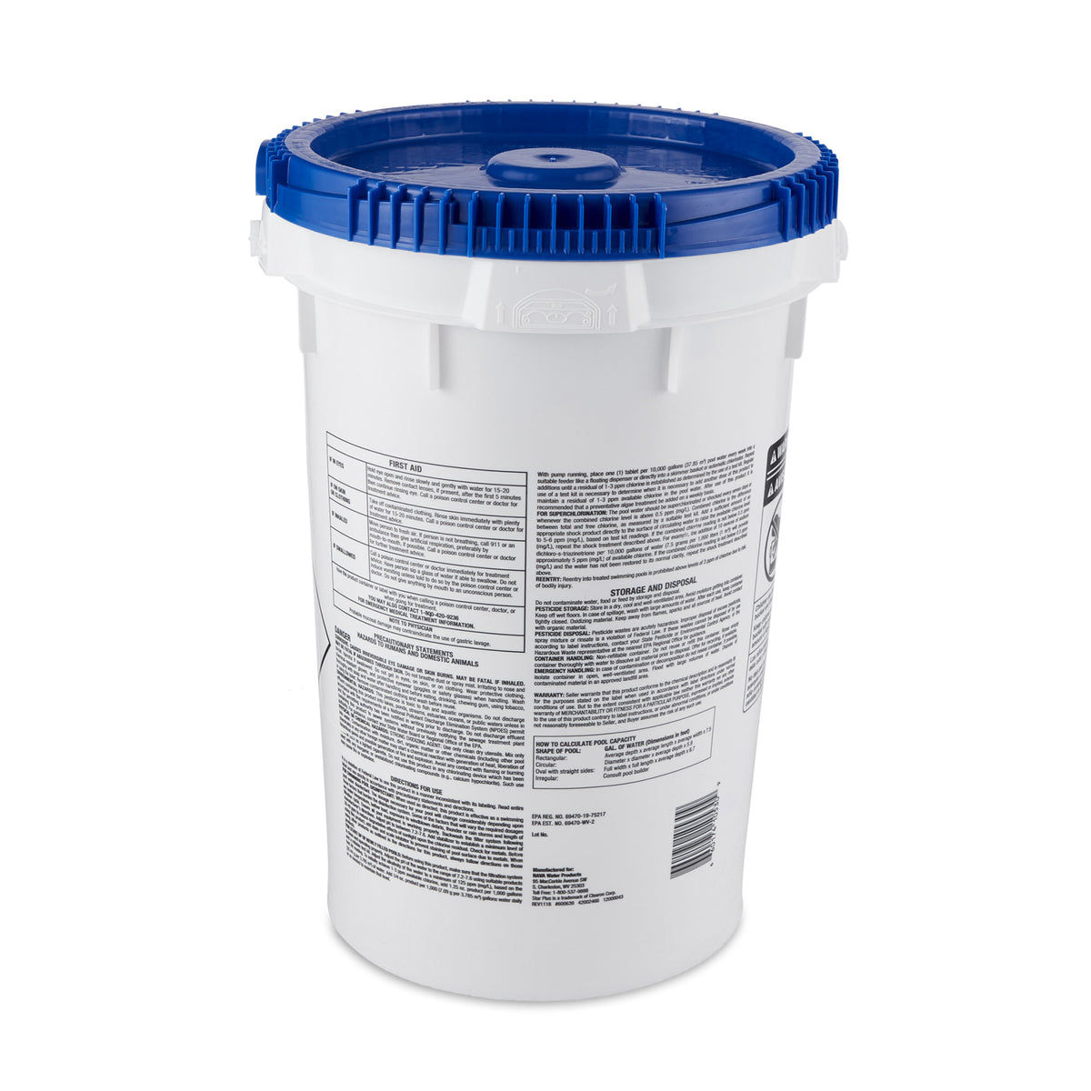 Nava 50 lbs Bucket 3" Swimming Pool/Spa Stabilized Chlorine Tablets (Open Box)