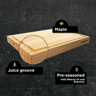 WoodForChef 24-Inch Classic Maple Reversible Cutting Board w Juice Groove (Used)