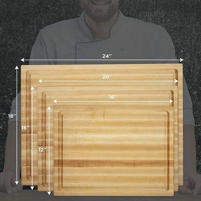 WoodForChef 24-Inch Classic Maple Reversible Cutting Board w Juice Groove (Used)