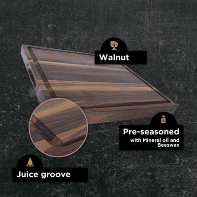 WoodForChef 16-Inch Classic Walnut Reversible Cutting Board with Juice Groove