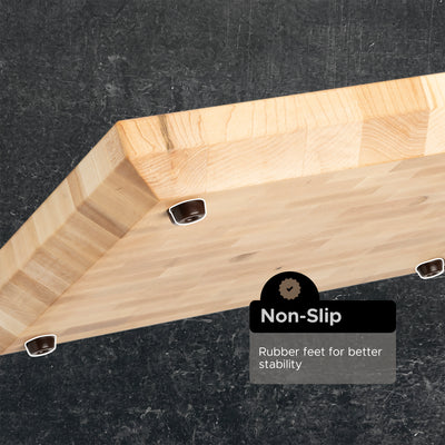 WoodForChef Heritage Maple End Grain Cutting Board with Feet and Mineral Oil