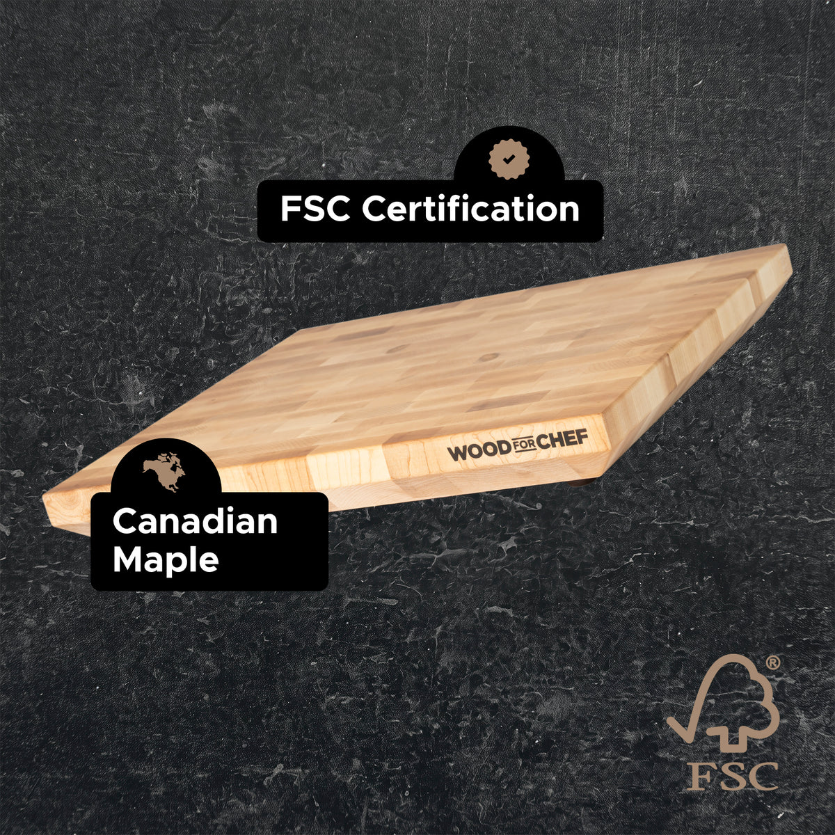 WoodForChef Heritage Maple End Grain Cutting Board with Feet and Mineral Oil