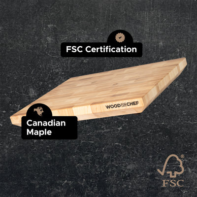 WoodForChef Heritage Maple End Grain Cutting Board with Feet and Mineral Oil