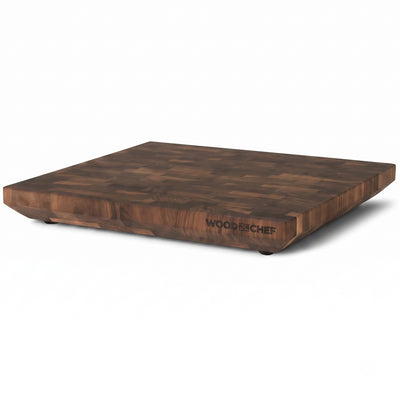 WoodForChef Heritage Walnut End Grain Cutting Board with Feet and Mineral Oil