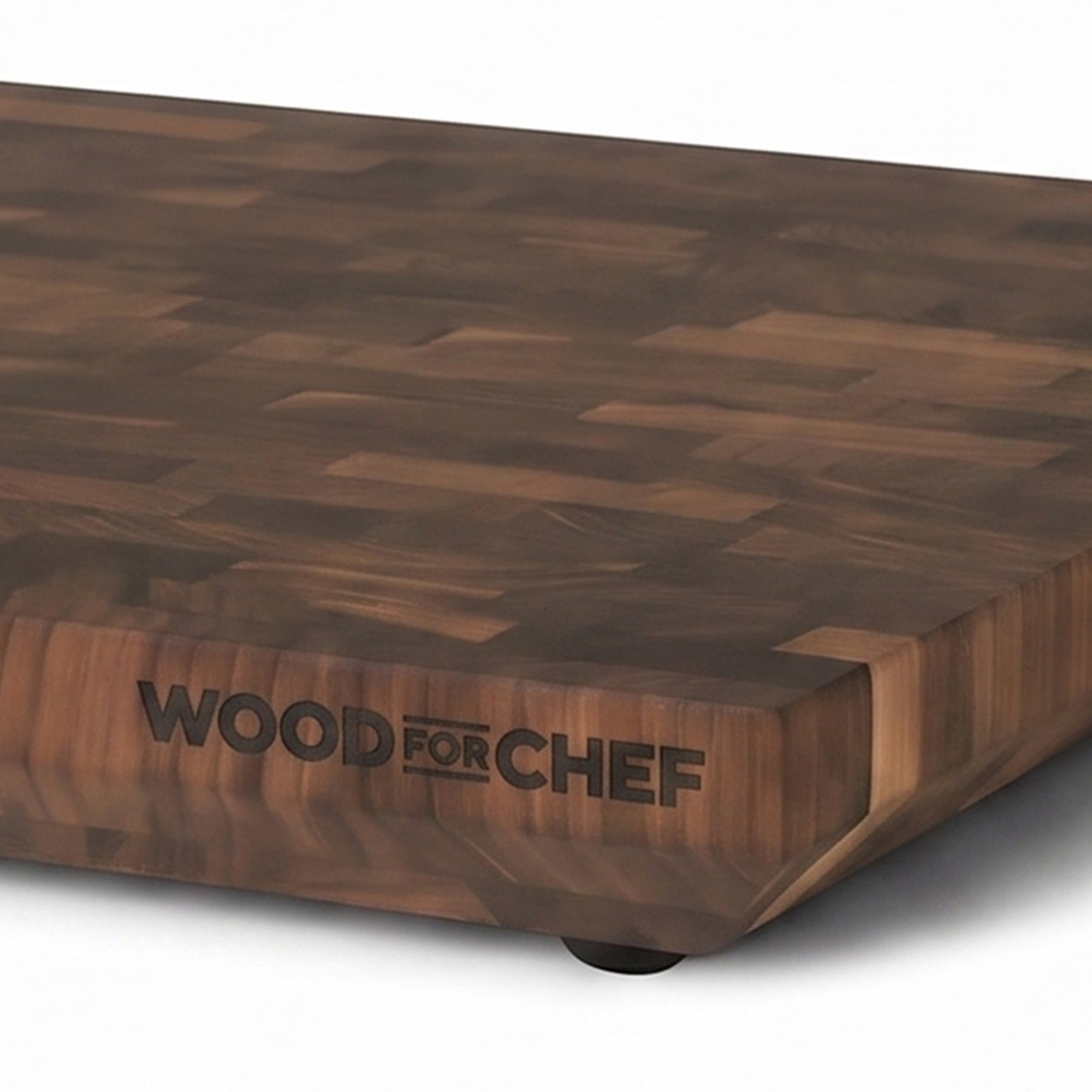 WoodForChef Heritage Walnut End Grain Cutting Board with Feet and Mineral Oil