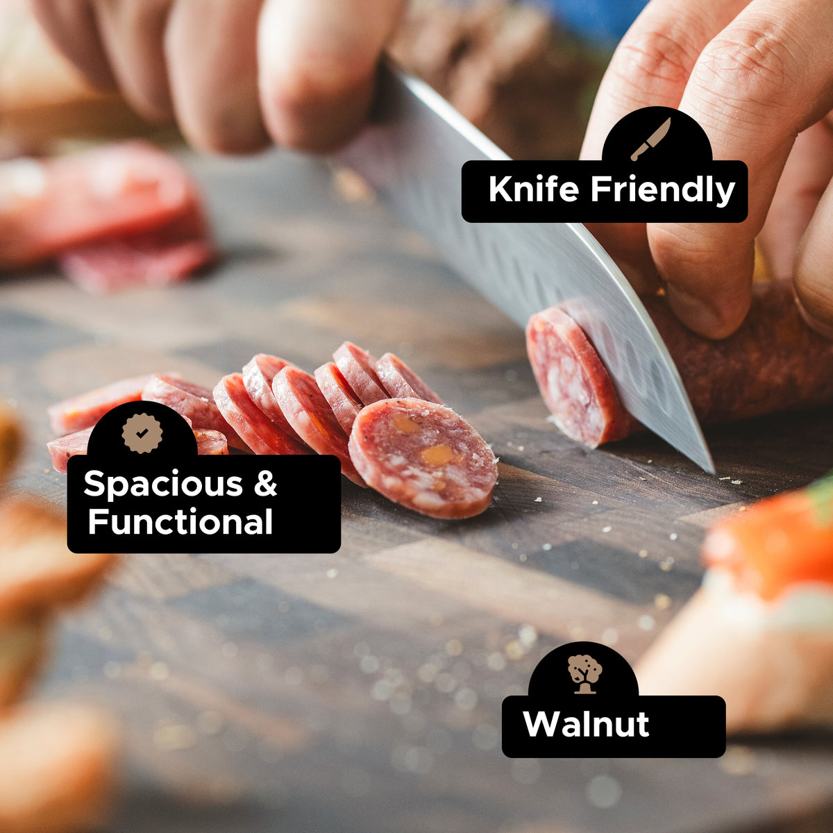 WoodForChef Heritage Walnut End Grain Cutting Board with Feet and Mineral Oil