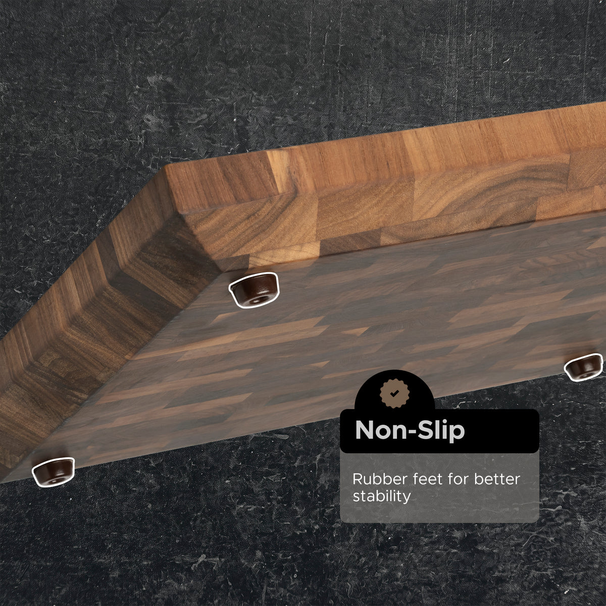 WoodForChef Heritage Walnut End Grain Cutting Board with Feet and Mineral Oil