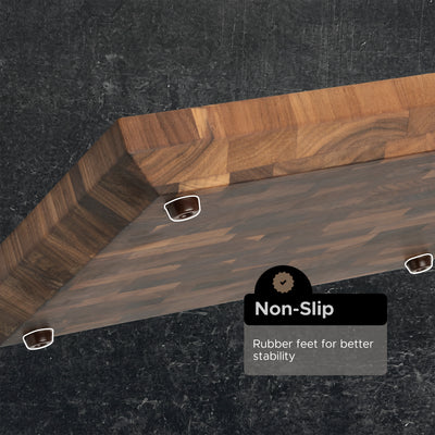 WoodForChef Heritage Walnut End Grain Cutting Board with Feet and Mineral Oil