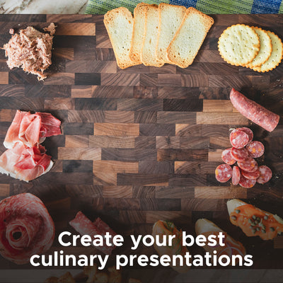 WoodForChef Heritage Walnut End Grain Cutting Board with Feet and Mineral Oil