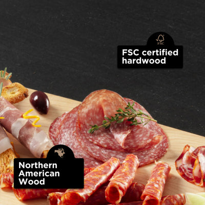 WoodForChef Maple Live Edge Hardwood Charcuterie Board, 24 x 9 Inches