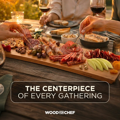 WoodForChef Cherry Live Edge Hardwood Charcuterie Board, 24 x 9 Inches