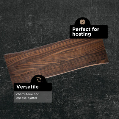 WoodForChef Walnut Live Edge Hardwood Charcuterie Board, 24 x 9 Inches