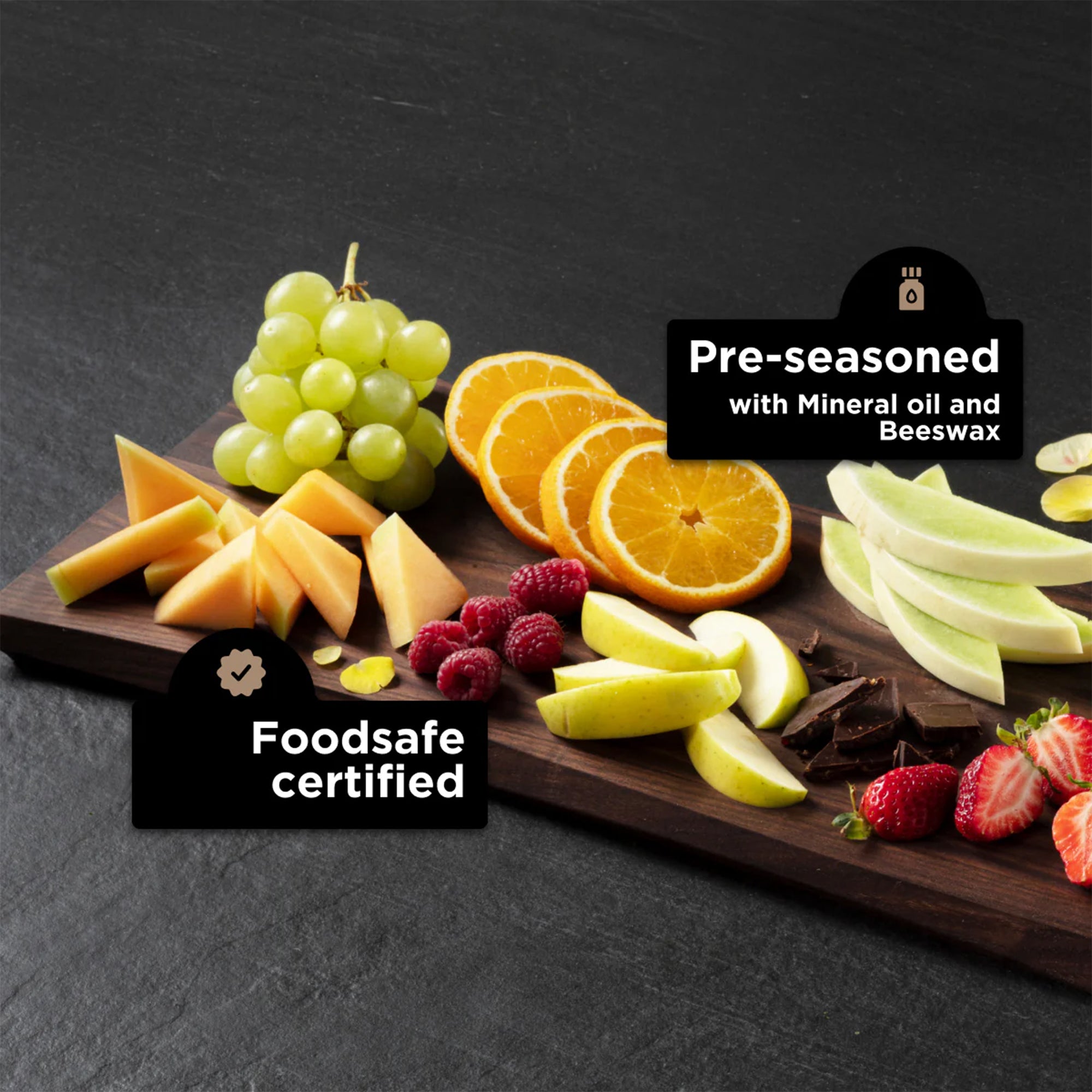 WoodForChef Walnut Live Edge Hardwood Charcuterie Board, 24 x 9 Inches